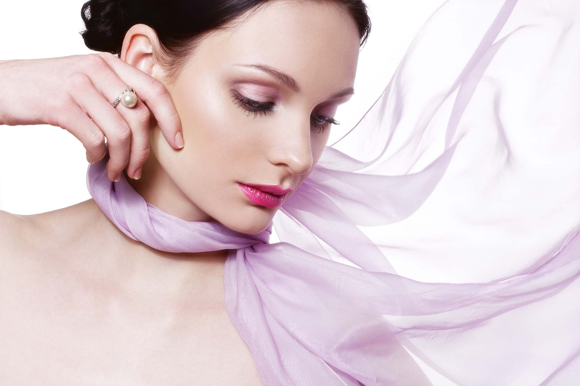 Beautiful woman with scarf.