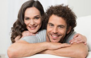 couple in love embracing on a white background